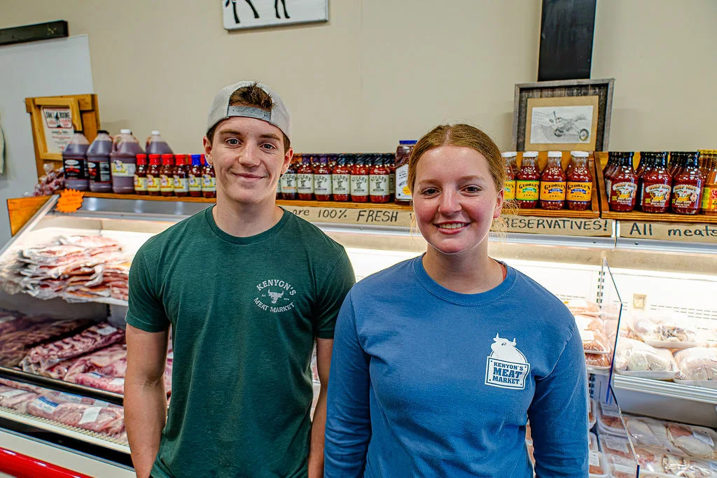 Two Kenyon’s crew members at the meat counter