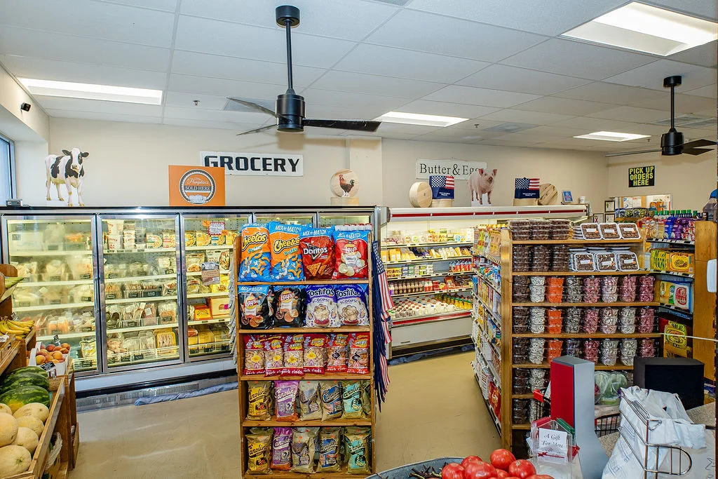 The grocery and refrigerated displays inside Kenyon’s