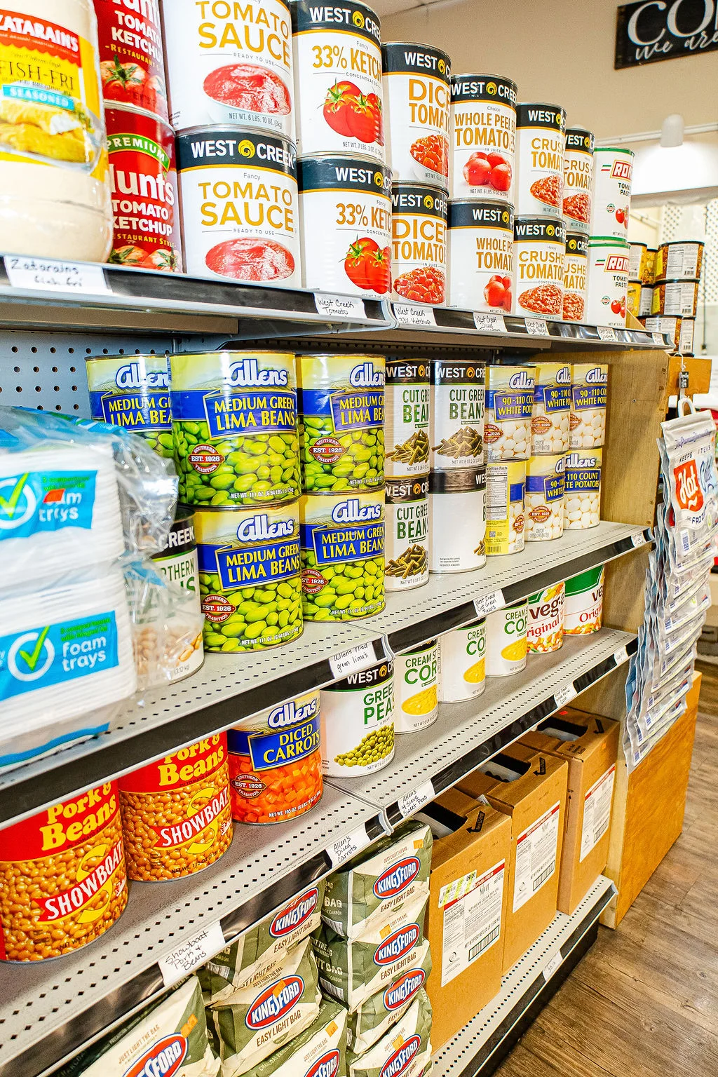 Grocery shelves inside Kenyon’s Meat Market