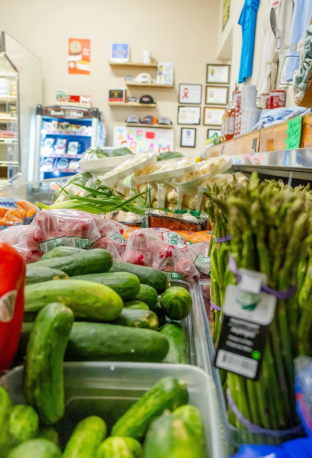 Fresh vegetables in the produce case